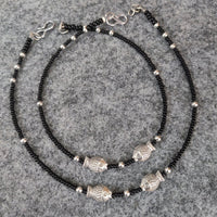 Vaamika Oxidised Plated Premium Quality Black Beads Anklet Pair
