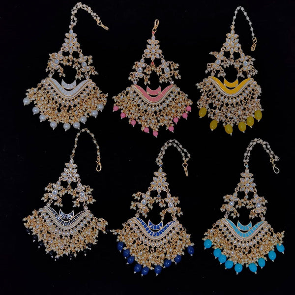 Vaamika Gold Plated Kundan Stone & Beads Maang Tikka