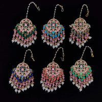 Vaamika Gold Plated Meenakari  & Beads Maang Tikka