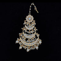 Vaamika Gold Plated Kundan Stone & Pearl Maang Tikka
