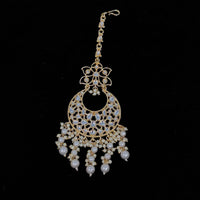 Vaamika Gold Plated Kundan Stone & Pearl Maang Tikka
