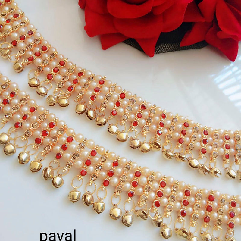 Vaamika Gold Plated Austrian Stone & Pearl Payal