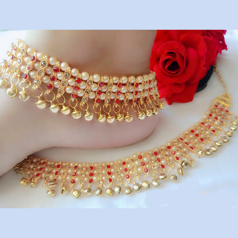 Vaamika Gold Plated Austrian Stone & Pearl Payal