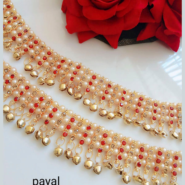 Vaamika Gold Plated Austrian Stone & Pearl Payal