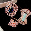 Vaamika Gold Plated Pack Of 3 Ad Stone Ring Combo