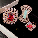 Vaamika Gold Plated Pack Of 3 Ad Stone Ring Combo