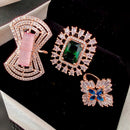 Vaamika Gold Plated Pack Of 3 Ad Stone Ring Combo