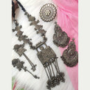 Vaamika Oxidized Plated Necklace Black Tone Combo