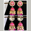 Vaamika Gold Plated Rani Pink Meenakari Jhumki  Earrings