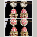 Vaamika Gold Plated Peach Meenakari Jhumki Earrings