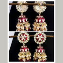 Vaamika Gold Plated Maroon Meenakari Jhumki Earrings