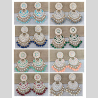 Vaamika Gold Plated Kundan Stone & Beads & Meenakari Dangler Earrings