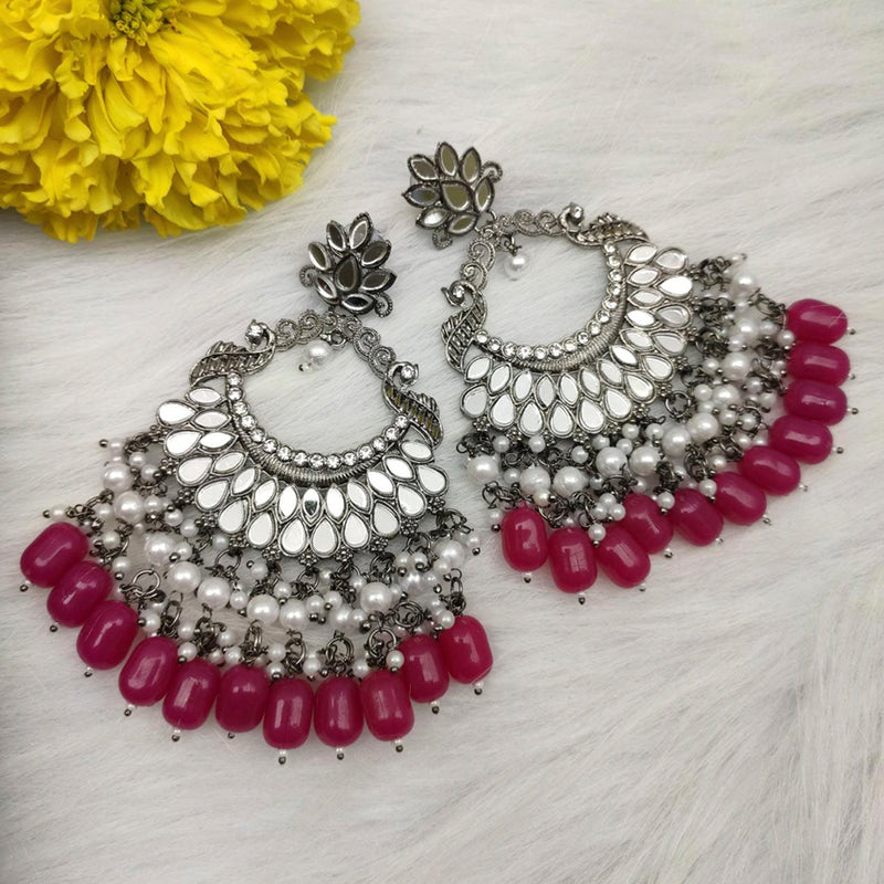 Vaamika Silver Plated Sheesha kundan Dangler Earrings