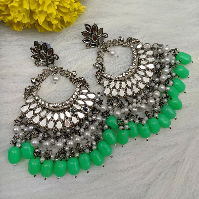 Vaamika Silver Plated Sheesha kundan Dangler Earrings