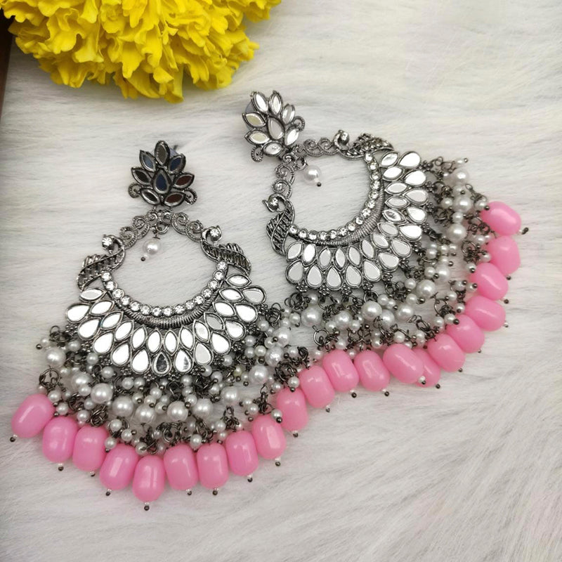 Vaamika Silver Plated Sheesha kundan Dangler Earrings