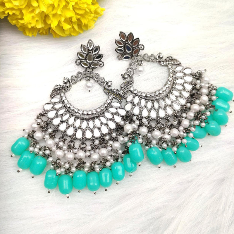 Vaamika Silver Plated Sheesha kundan Dangler Earrings