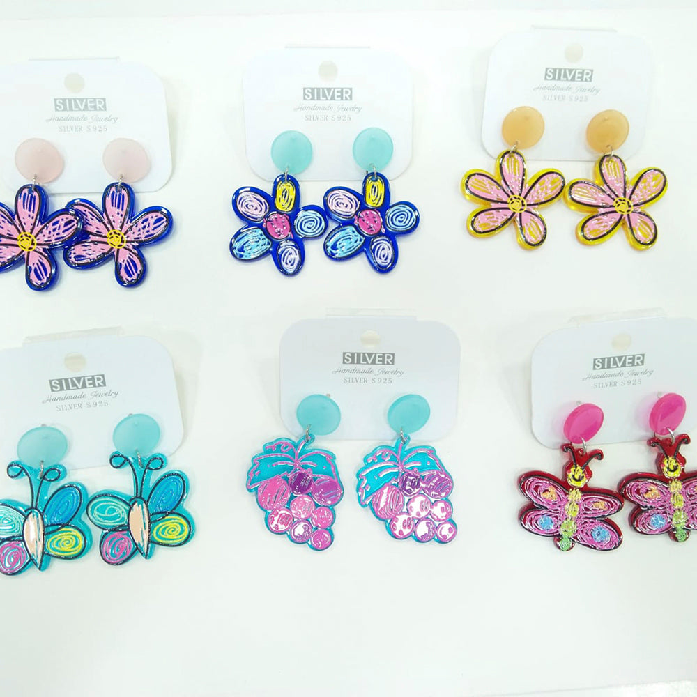 Vaamika Gold Plated Multi Design Dangler Earrings