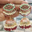 Vaamika Gold Plated Meenakari & Beads Jhumkis Earrings