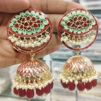 Vaamika Gold Plated Meenakari & Beads Jhumkis Earrings
