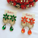 Vaamika Gold Plated Pack Of 2 Austrian Stone Dangler Earrings