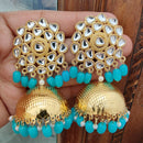 Vaamika Gold Plated Kundan Stone And Beads Jhumki Earrings