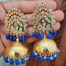 Vaamika Gold Plated Kundan Stone And Beads Jhumki Earrings