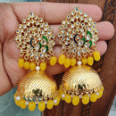 Vaamika Gold Plated Kundan Stone And Beads Jhumki Earrings