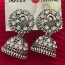 Vaamika Oxidized Plated Austrian Stone Jhumki Earrings