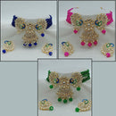 Vaamika Gold Plated Pack Of 3 Meenakari & Austrian And Kundan Stone Peacock Necklace Set ( assorted color)