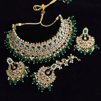 Vaamika Gold Plated Kundan Stone & Pearl Beads Necklace Set