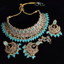 Vaamika Gold Plated Kundan Stone & Pearl Beads Necklace Set