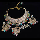 Vaamika Gold Plated Kundan Stone & Pearl Beads Necklace Set