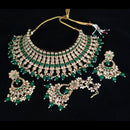 Vaamika Gold Plated Kundan Stone & Pearl Beads Necklace Set