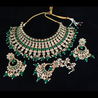 Vaamika Gold Plated Kundan Stone & Pearl Beads Necklace Set