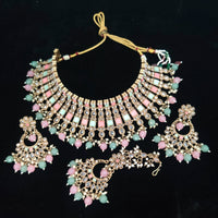 Vaamika Gold Plated Kundan Stone & Pearl Beads Necklace Set