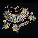 Vaamika Gold Plated Kundan Stone & Pearl Beads Necklace Set