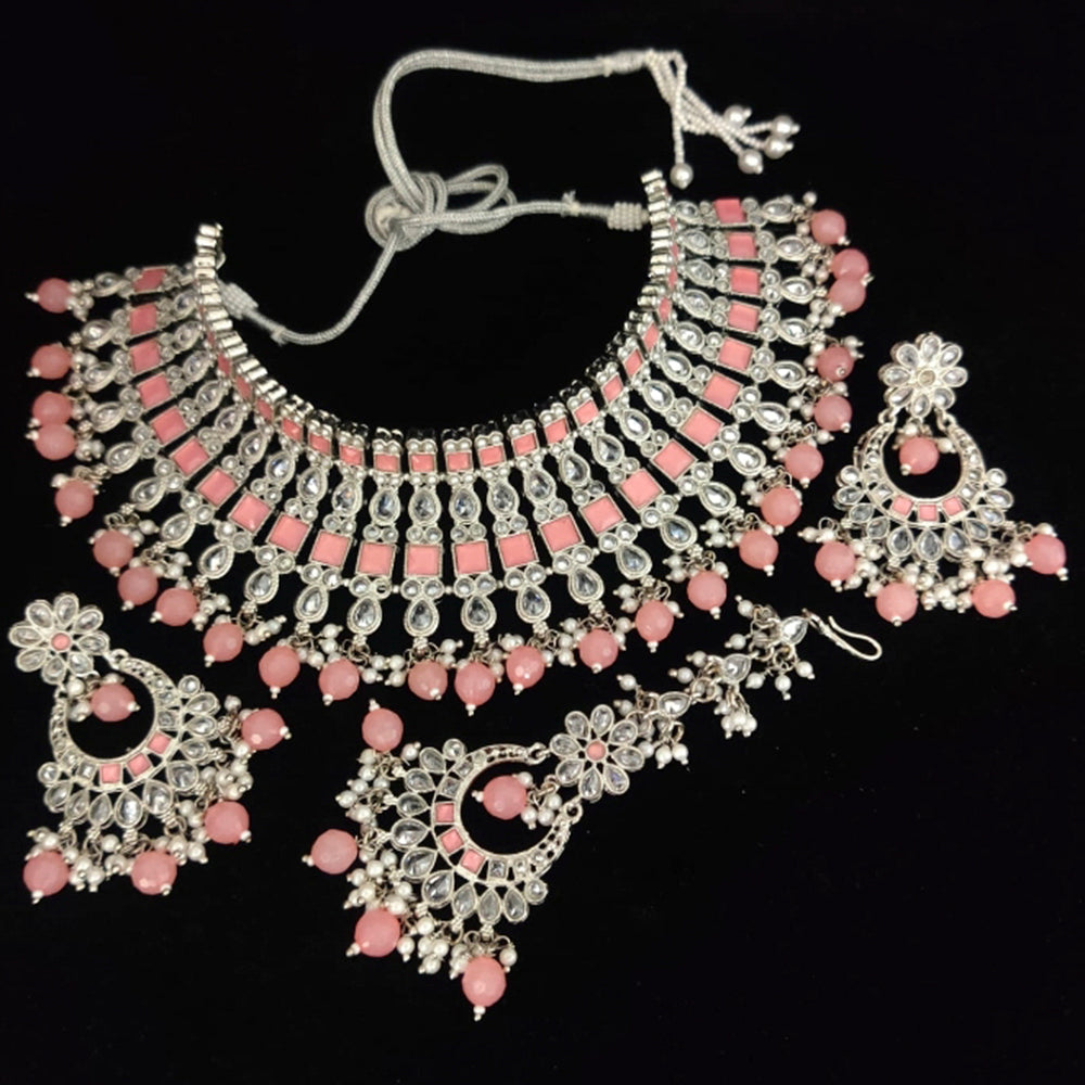 Vaamika Gold Plated Kundan Stone & Pearl Beads Necklace Set