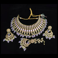 Vaamika Gold Plated Kundan Stone & Pearl Beads Necklace Set