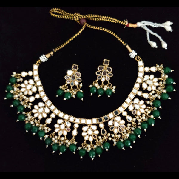 Vaamika Gold Plated Beads Mirror Necklace Set