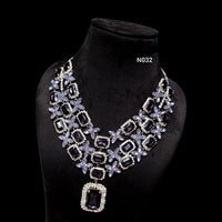 Vaamika Silver Plated Crystal & Austrian Stone Necklace Set