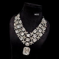 Vaamika Silver Plated Crystal & Austrian Stone Necklace Set
