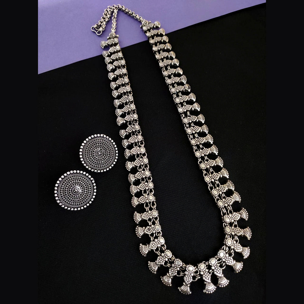 Vaamika Oxidized Plated Long Necklace Set