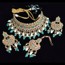 Vaamika Gold Plated Kundan Stone & Pearl Beads Necklace Set