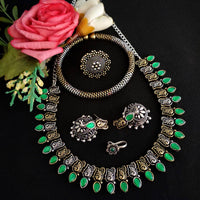 Vaamika Oxidized Plated Pota Stone Combo Set