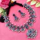 Vaamika Oxidized Plated Pota Stone Choker Necklace Set