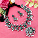 Vaamika Oxidized Plated Pota Stone Choker Necklace Set