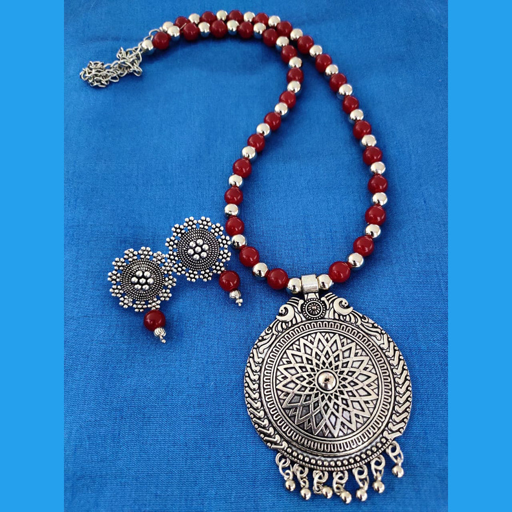 Vaamika Oxidized Plated Long Necklace Set