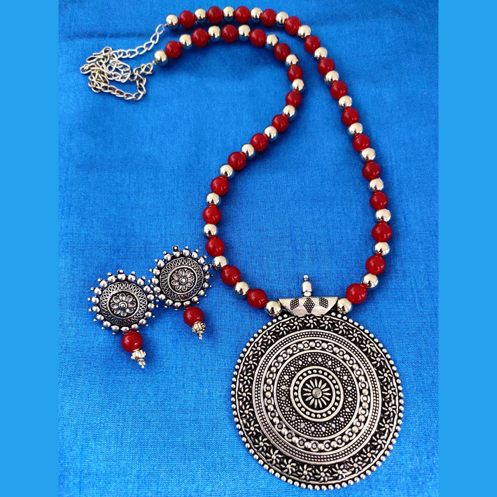 Vaamika Oxidized Plated Long Necklace Set
