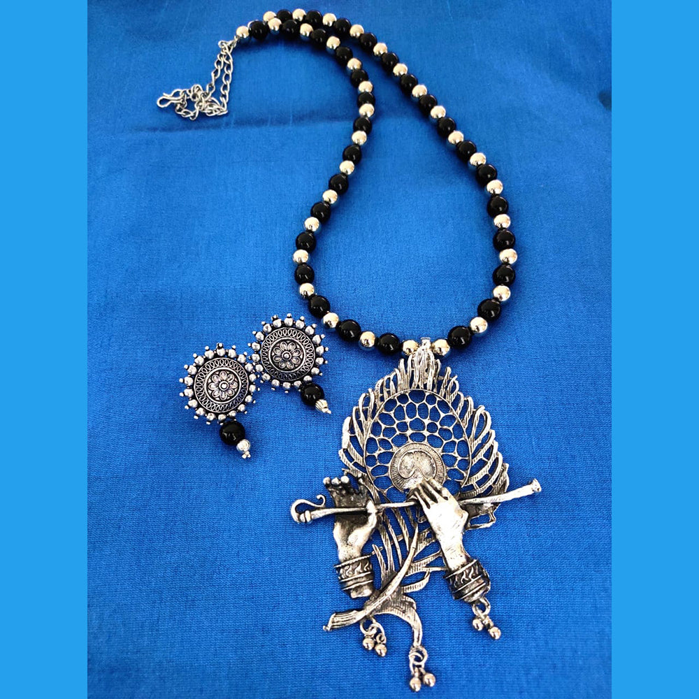 Vaamika Oxidized Plated Long Necklace Set