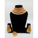 Vaamika Gold Plated Kundan Stone & Meenakari & Beads Necklace Set